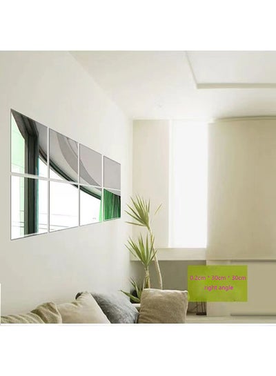 Buy 4-Piece Mirror Sticker Grey 30x30cm in UAE