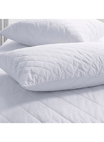 Buy 2-Piece Anti Alllergic Quilted Pillow Set Polyester White 50x70cm in UAE