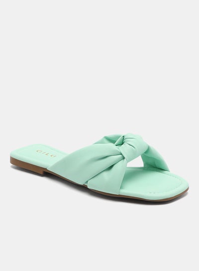 Buy Casual Plain Flat Sandals Mint in Saudi Arabia