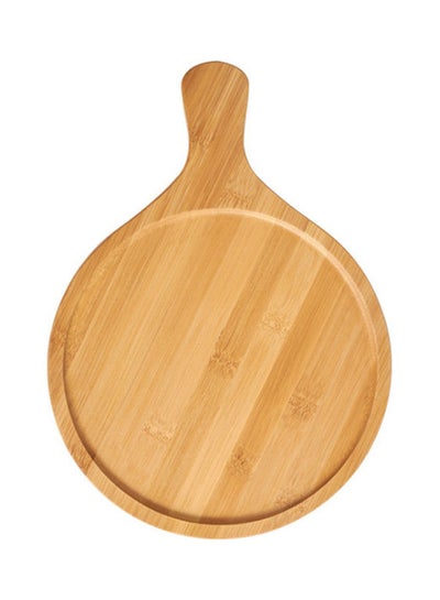 Buy Grooved Design Bamboo And Wood Pizza Tray Brown in UAE