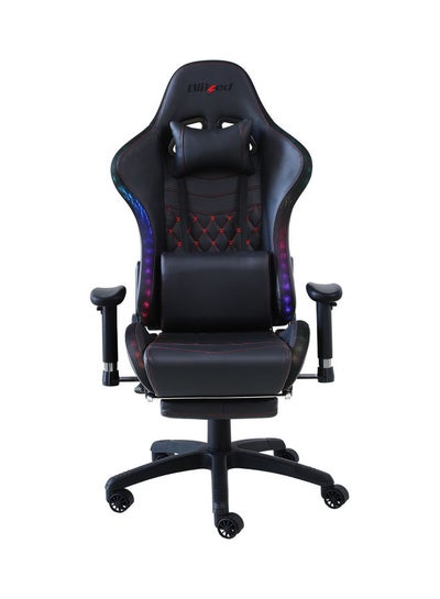 Buy RGB Gaming Chair With Retractable Footrest And Lumbar Pillow Black in UAE