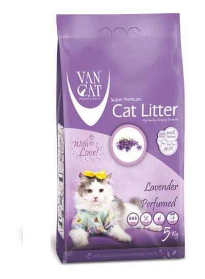 Buy Van Cat 5 Kg Lavender Perfumed White Bentonite Clumping Cat Litter Purple in UAE