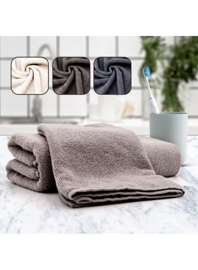 Buy 2-Piece Absorbent Cotton Hair Beach Towel Brown 20 X 10 X 10cm in Saudi Arabia