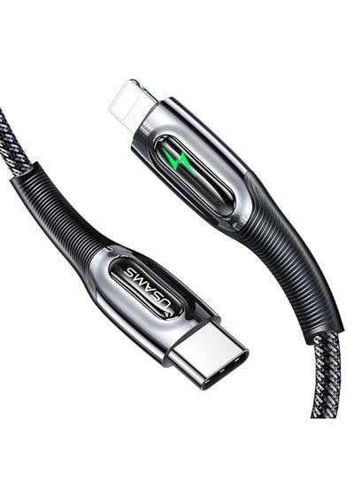 Buy Type-C To Lightning 20W Auto Power Off Smart Fast Charging Data Cable with Breathing LED Black in UAE
