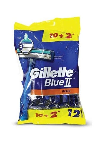Buy 12-Piece Blue II Plus Men’s Disposable Razors Multicolour in Egypt