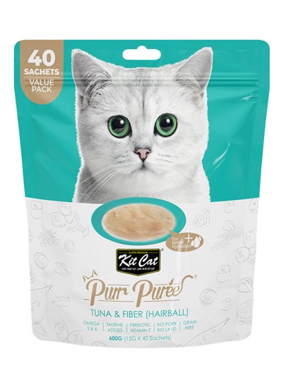 Buy Puree Tuna And Fiber Hairball Pet Treat Multicolour 600grams in UAE