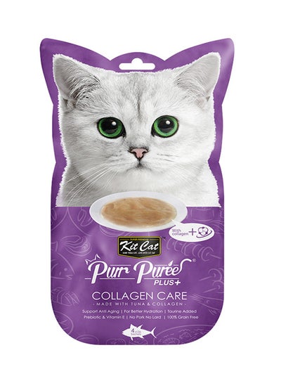 Buy Purr Puree Plus Tuna And Collagen Care Multicolour 4x15grams in UAE