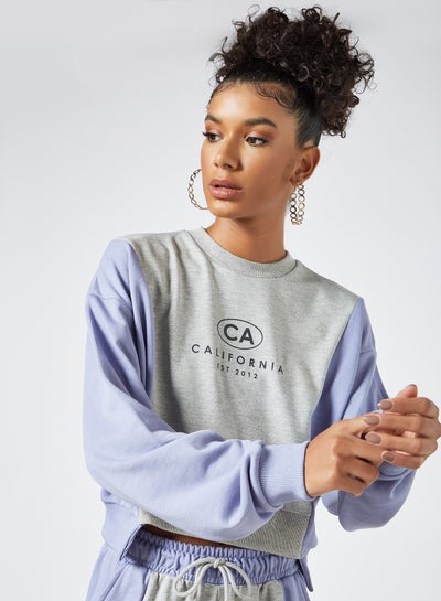 Buy Colorblock Sweatshirt Grey/Blue in UAE