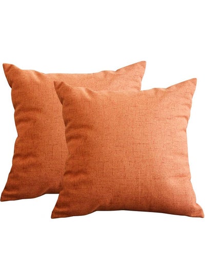 Buy 2-Piece Velvet Decorative Cushion Orange in Saudi Arabia