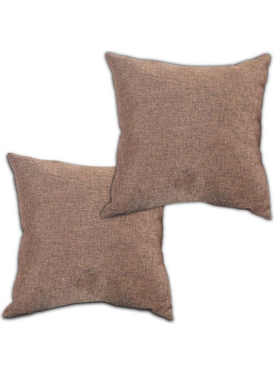 Buy 2-Piece Simple Decorative Cushion Brown in Saudi Arabia