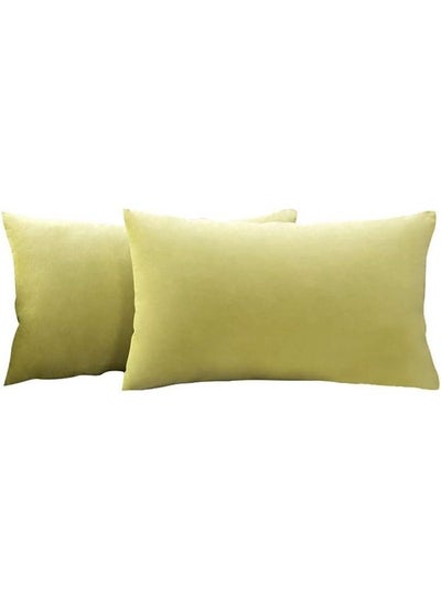 Buy 2-Piece Velvet Decorative Pillow Green in Saudi Arabia