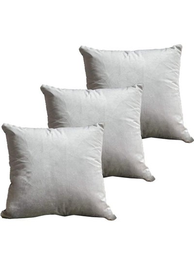 Buy 3-Piece Velvet Decorative Cushion Grey in Saudi Arabia