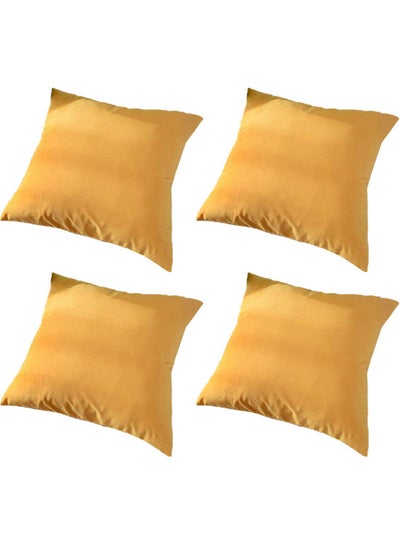 Buy 4-Piece Simple Velvet Decorative Cushion Yellow in Saudi Arabia