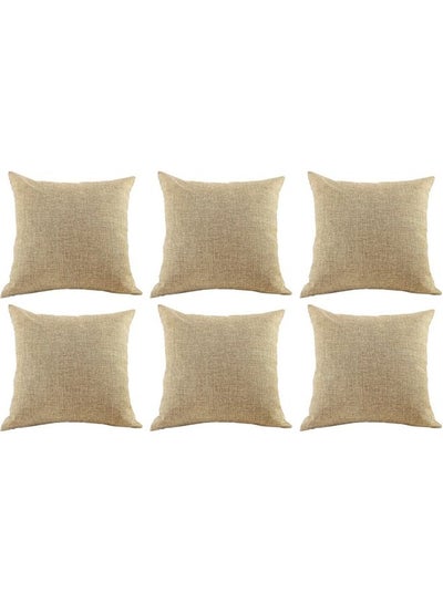 Buy 6-Piece Decorative Filled Cushion Beige in Saudi Arabia