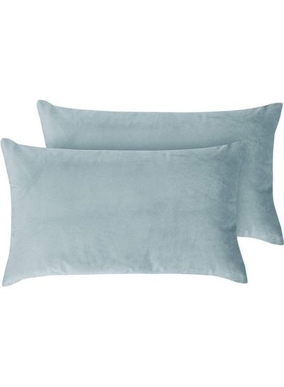 Buy 2-Piece Simple Velvet Decorative Pillow Blue in Saudi Arabia