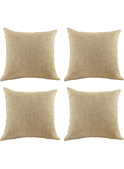 Buy 4-Piece Simple Decorative Cushion Beige in Saudi Arabia