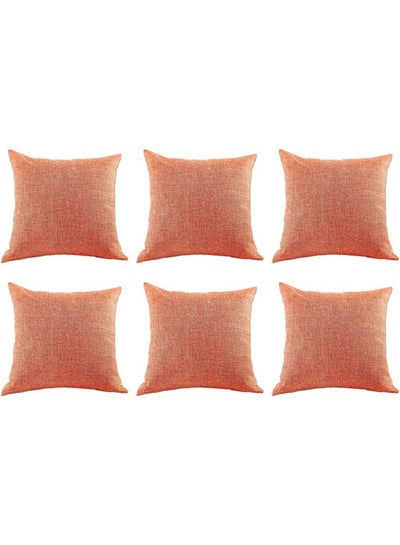 Buy 6-Piece Velvet Decorative Filled Cushion Orange in Saudi Arabia