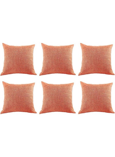 Buy 6-Piece Decorative Filled Cushion Orange in Saudi Arabia