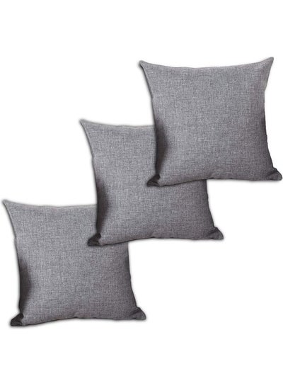 Buy 3-Piece Decorative Cushion Grey 30x30cm in Saudi Arabia