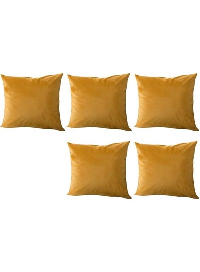 Buy 5-Piece Velvet Decorative Filled Cushion Orange in Saudi Arabia