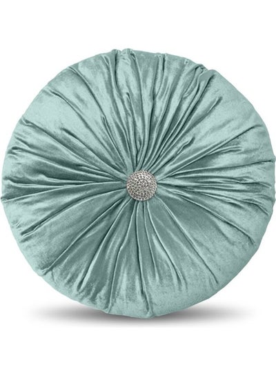 Buy Solid Velvet Decorative Cushion Blue in Saudi Arabia