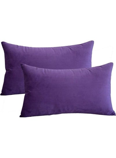 Buy 2-Piece Velvet Decorative Filled Cushion Purple in Saudi Arabia