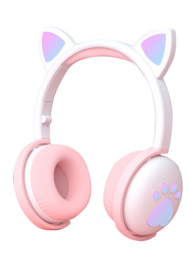 Buy BT Wireless Headphones Cute LED Cat Ear With Mic Pink in UAE