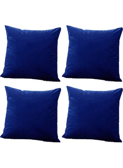 Buy 4-Piece Velvet Decorative Filled Cushion Blue in Saudi Arabia