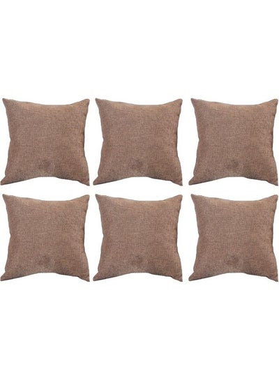 Buy 6-Piece Solid Decorative Cushion Brown in Saudi Arabia