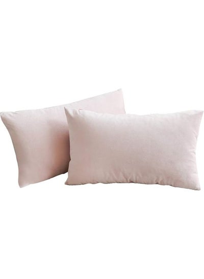 Buy 2-Piece Velvet Decorative Filled Cushion Light Pink in Saudi Arabia