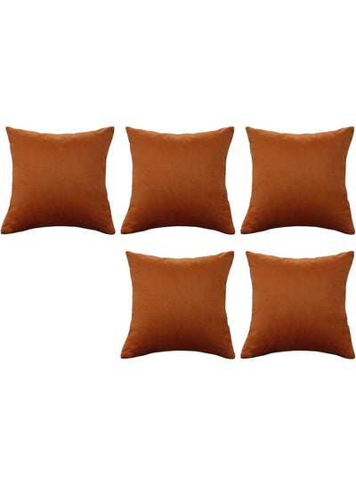 Buy 5-Piece Velvet Decorative Cushion Orange in Saudi Arabia