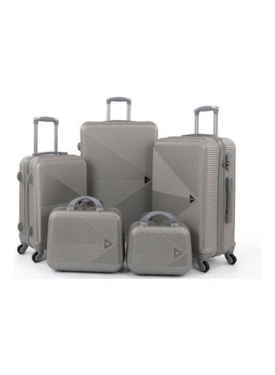 Buy 5-Piece Stripes Pattern Luggage Trolley Bag Set Silver in Egypt