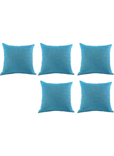 Buy 5-Piece Decorative Filled Cushion Blue 30x30cm in Saudi Arabia