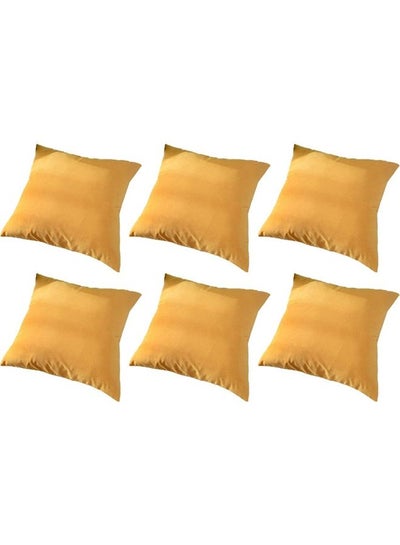 Buy 6-Piece Velvet Decorative Filled Cushion Gold in Saudi Arabia