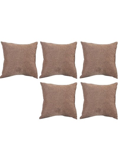 Buy 5-Piece Decorative Filled Cushion Brown in Saudi Arabia