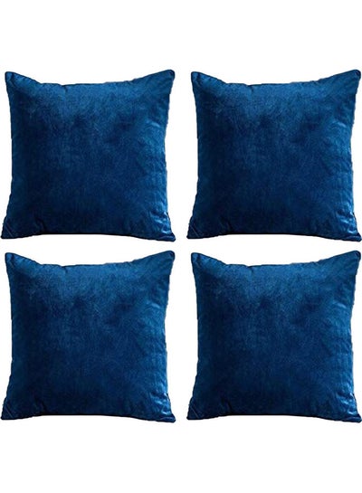 Buy 4-Piece Simple Velvet Decorative Cushion Blue in Saudi Arabia