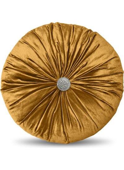 Buy 1-Piece Velvet Decorative Filled Cushion Gold in Saudi Arabia