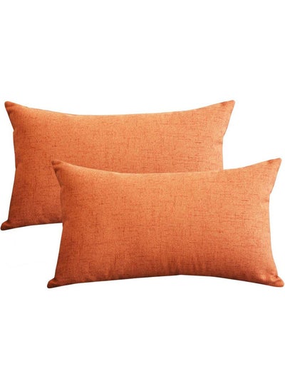 Buy 2-Piece Velvet Decorative Cushion Orange in Saudi Arabia