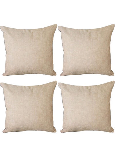 Buy 4-Piece Simple Decorative Cushion Beige in Saudi Arabia