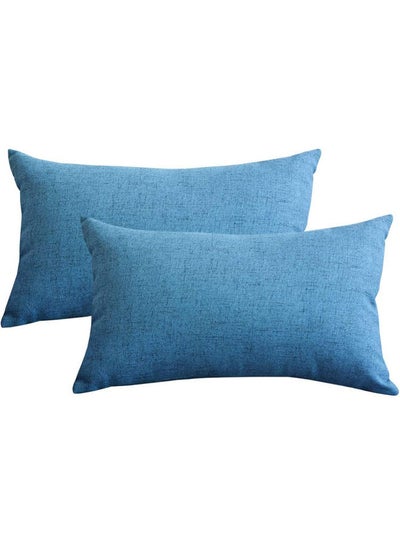 Buy 2-Piece Velvet Decorative Cushion Blue in Saudi Arabia