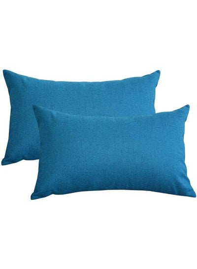 Buy 2-Piece Velvet Decorative Cushion Blue in Saudi Arabia