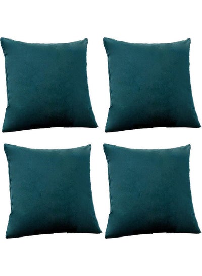 Buy 4-Piece Simple Velvet Decorative Cushion Blue in Saudi Arabia