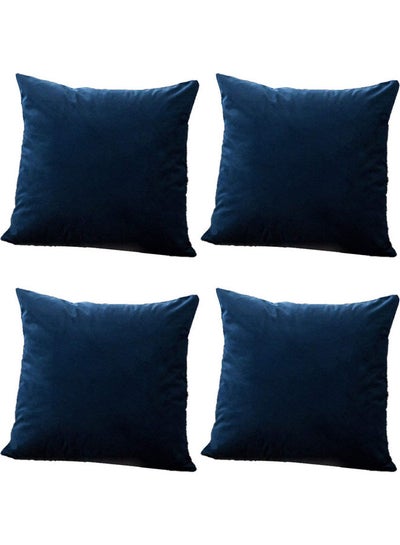 Buy 4-Piece Simple Velvet Decorative Cushion Blue in Saudi Arabia