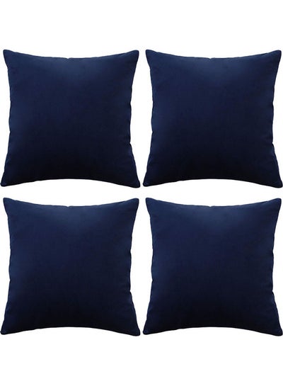 Buy 4-Piece Simple Velvet Decorative Cushion Blue in Saudi Arabia