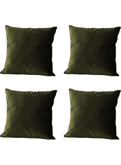 Buy 4-Piece Simple Velvet Decorative Cushion Green in Saudi Arabia