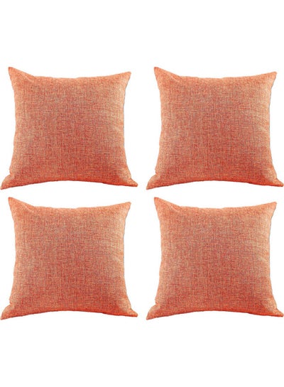 Buy 4-Piece Decorative Filled Cushion Orange 40x40cm in Saudi Arabia