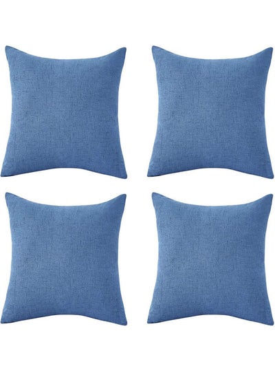 Buy 4-Piece Simple Decorative Cushion Blue in Saudi Arabia