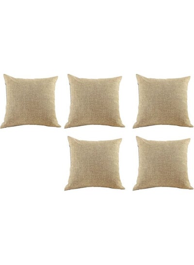 Buy 5-Piece Decorative Filled Cushion Beige in Saudi Arabia