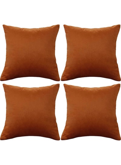Buy 4-Piece Velvet Decorative Cushion Orange in Saudi Arabia
