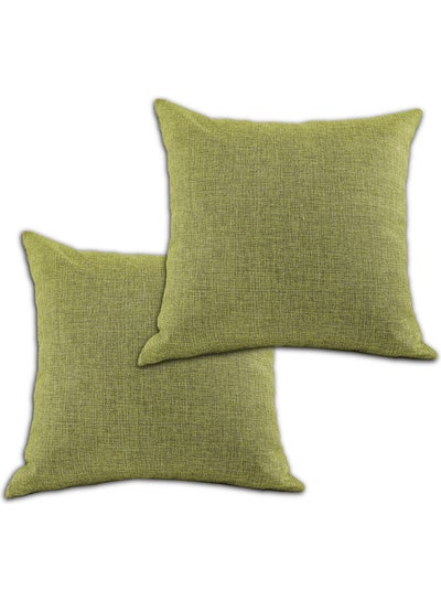 Buy 2-Piece Velvet Decorative Filled Cushion Green in Saudi Arabia